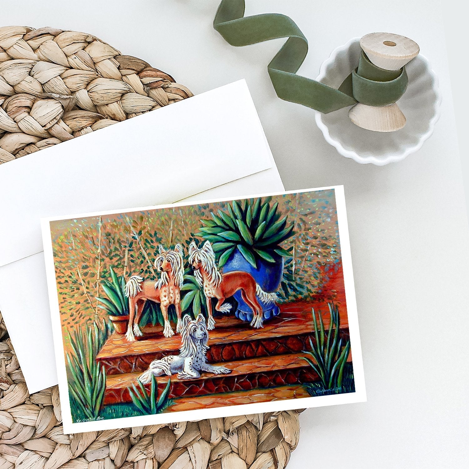 Chinese Crested  Greeting Cards Pack of 8 Blank Cards with Envelopes Whimsical A7 Size 5x7