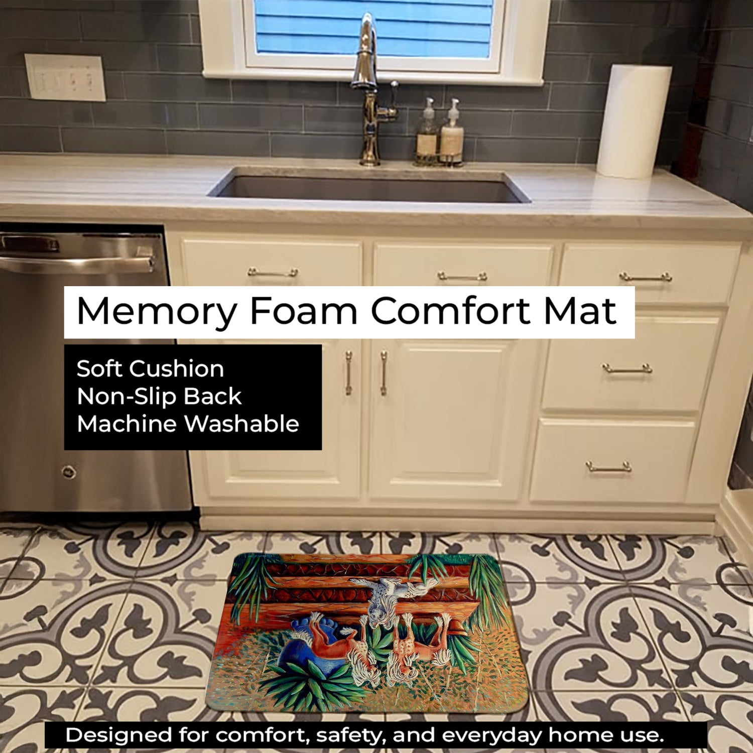 Chinese Crested  Memory Foam Kitchen Mat Machine Washable Anti-Fatigue Cushion Comfort Bath or Kitchen Rug