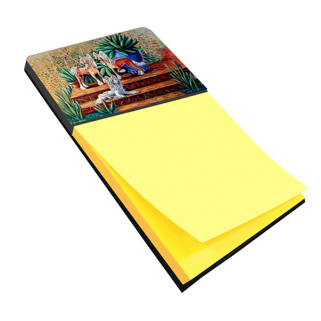 Chinese Crested  Watercolor Sticky Note Holder Refillable Dispenser Desk Accessory 3x3 Pad Gift
