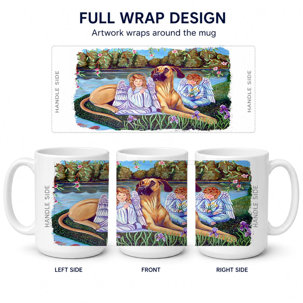 Angels with Great Dane Ceramic Coffee Mug 15 oz Decorative Large C Handle Mug Cup for Tea, Cocoa Hot Chocolate