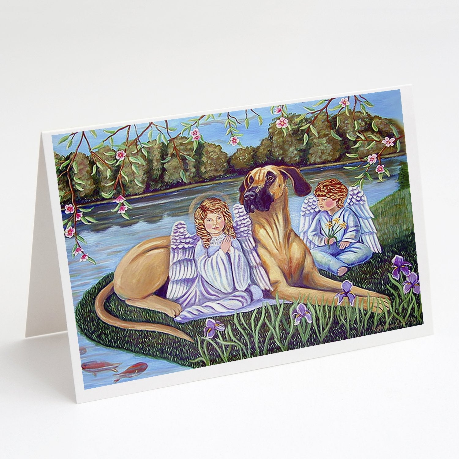 Angels with Great Dane Greeting Cards Pack of 8 Blank Cards with Envelopes Whimsical A7 Size 5x7