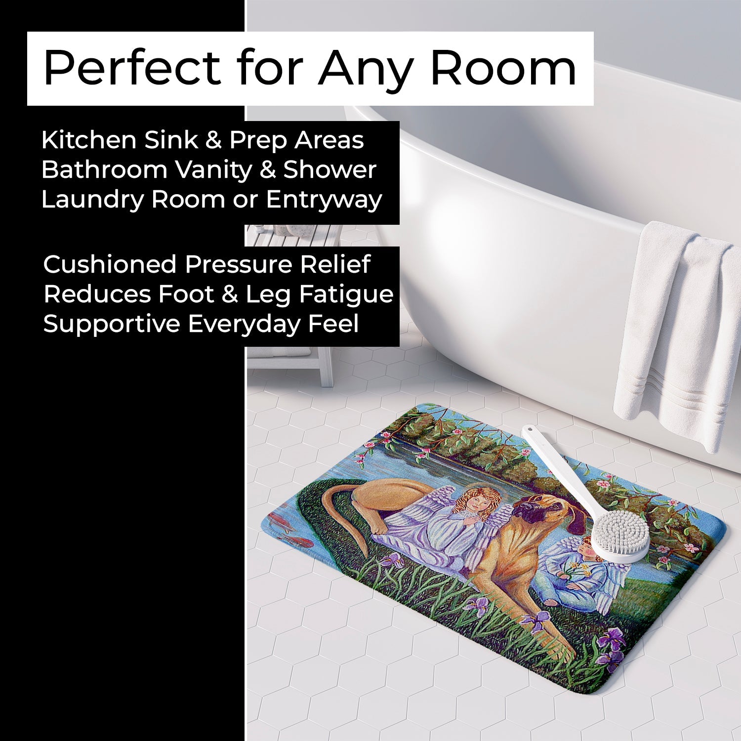 Angels with Great Dane Memory Foam Kitchen Mat Machine Washable Anti-Fatigue Cushion Comfort Bath or Kitchen Rug