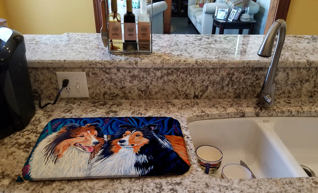 Sheltie Dish Drying Mat Absorbent Dish Drying Mat Pad for Kitchen Counter Dish Drainer Mat for Countertop, 14 x 21", Multicolor