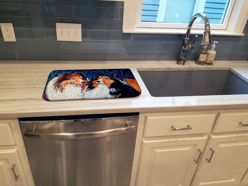 Sheltie Dish Drying Mat Absorbent Dish Drying Mat Pad for Kitchen Counter Dish Drainer Mat for Countertop, 14 x 21", Multicolor