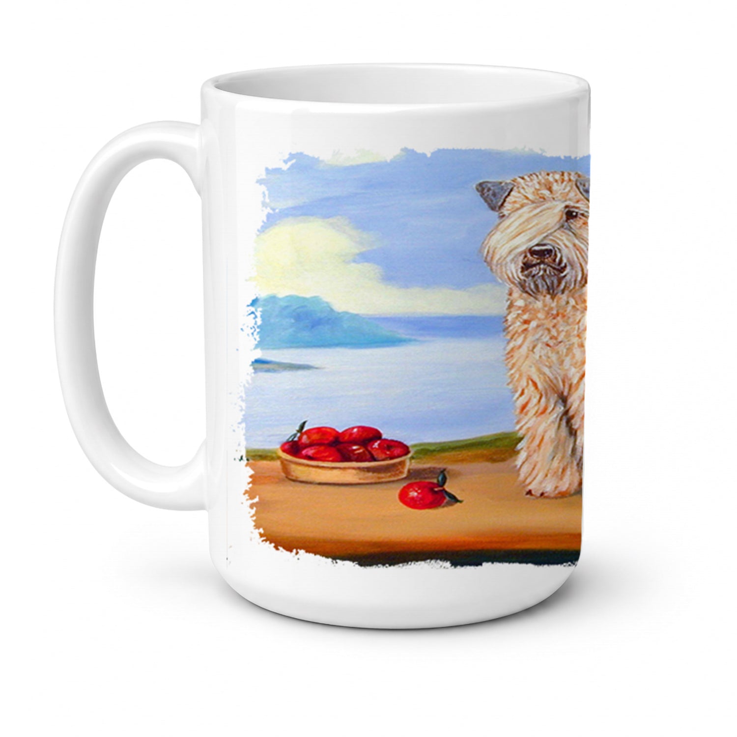 Wheaten Terrier Soft Coated Ceramic Coffee Mug 15 oz Decorative Large C Handle Mug Cup for Tea, Cocoa Hot Chocolate