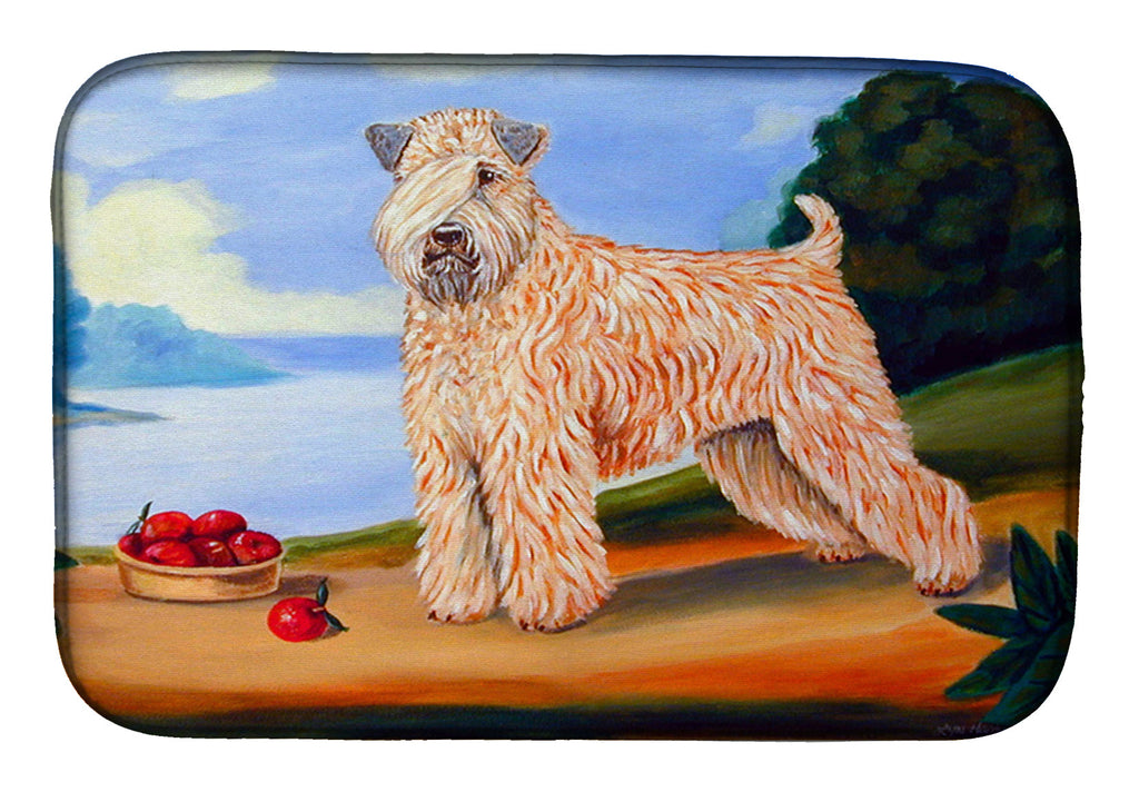 Wheaten Terrier Soft Coated Dish Drying Mat Absorbent Dish Drying Mat Pad for Kitchen Counter Dish Drainer Mat for Countertop, 14 x 21", Multicolor