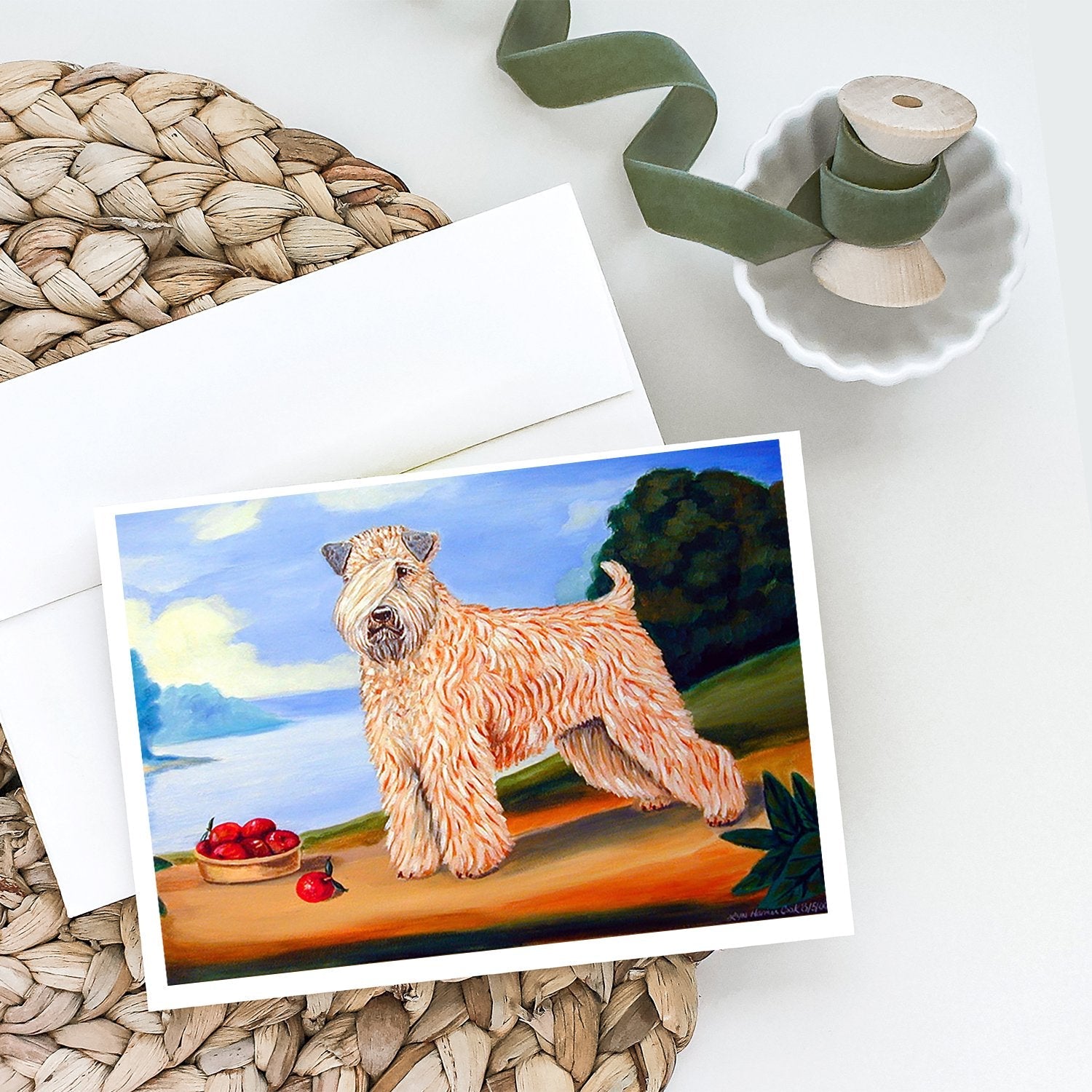 Wheaten Terrier Soft Coated Greeting Cards Pack of 8 Blank Cards with Envelopes Whimsical A7 Size 5x7