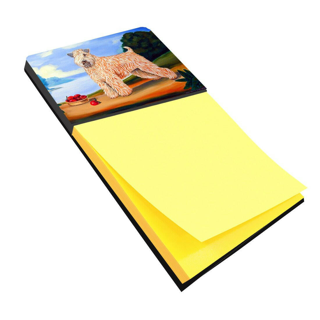 Wheaten Terrier Soft Coated Watercolor Sticky Note Holder Refillable Dispenser Desk Accessory 3x3 Pad Gift