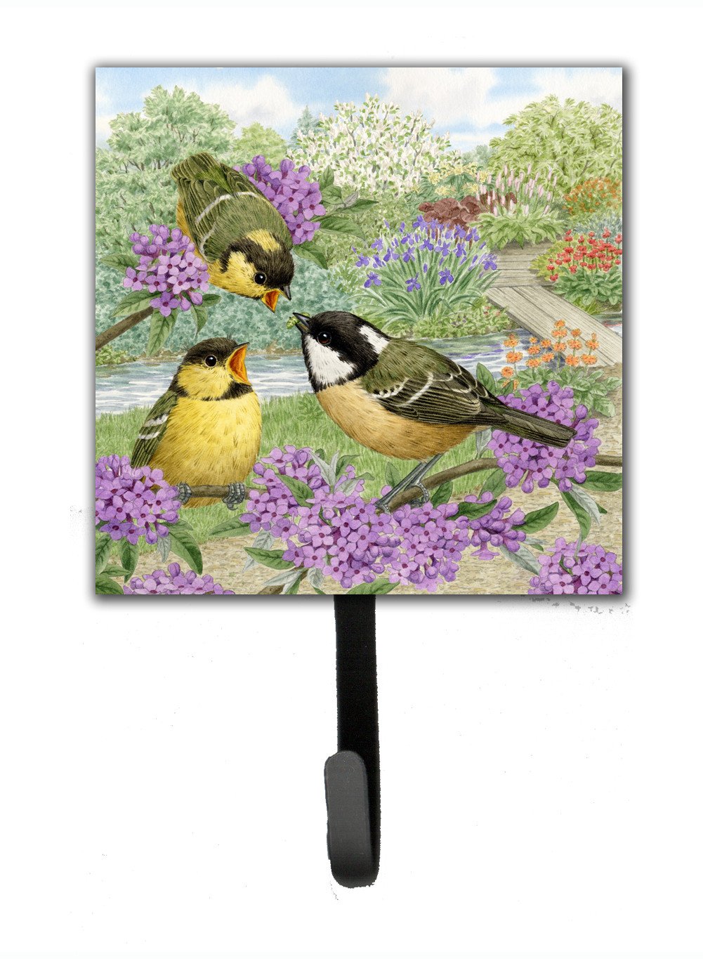 Coal Tits Feeding Time Leash or Key Holder Wall Hooks, Key Hooks Holder, Coat Rack Wall Mount, Coat Hooks, Hooks for Hanging Keys, Towels, Aprons, Leashes