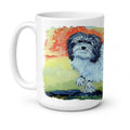 Lowchen Ceramic Coffee Mug 15 oz Decorative Large C Handle Mug Cup for Tea, Cocoa Hot Chocolate