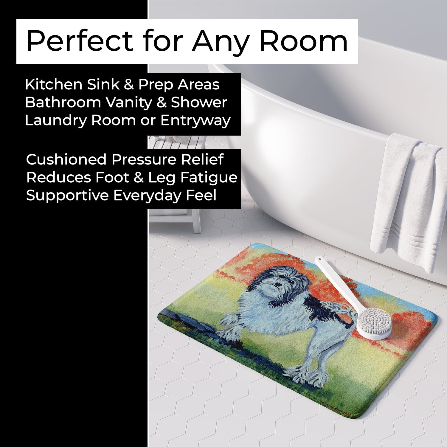Lowchen Memory Foam Kitchen Mat Machine Washable Anti-Fatigue Cushion Comfort Bath or Kitchen Rug