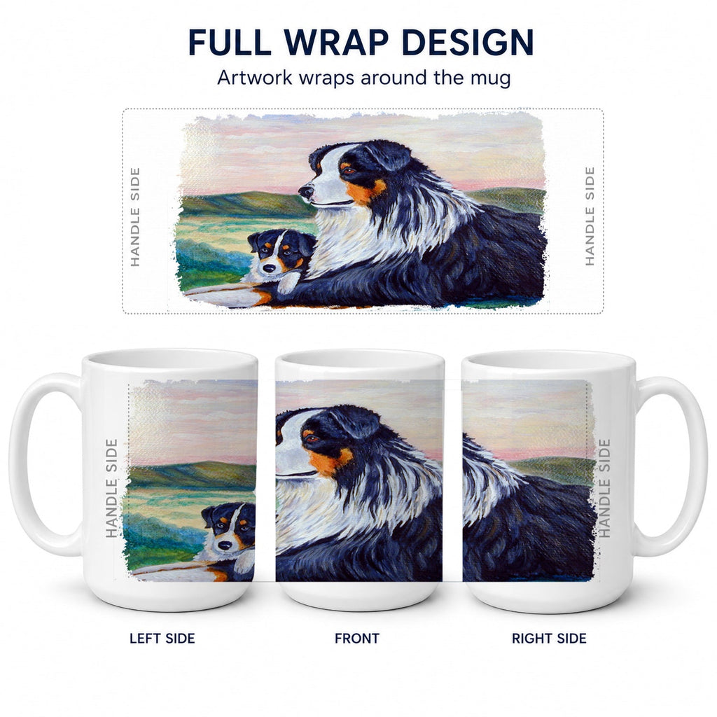 Australian Shepherd Ceramic Coffee Mug 15 oz Decorative Large C Handle Mug Cup for Tea, Cocoa Hot Chocolate
