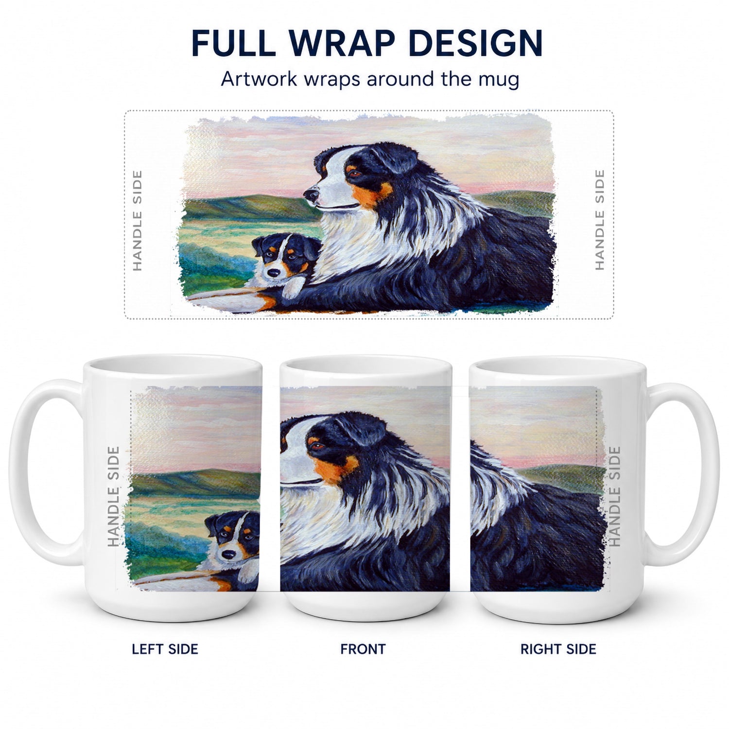 Australian Shepherd Ceramic Coffee Mug 15 oz Decorative Large C Handle Mug Cup for Tea, Cocoa Hot Chocolate