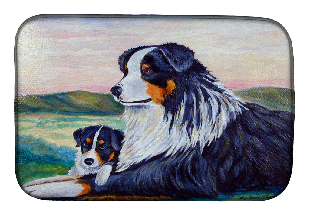 Australian Shepherd Dish Drying Mat Absorbent Dish Drying Mat Pad for Kitchen Counter Dish Drainer Mat for Countertop, 14 x 21", Multicolor