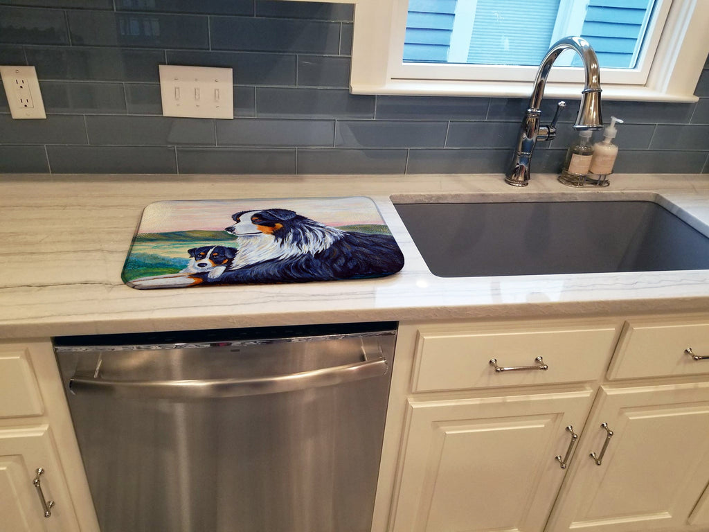 Australian Shepherd Dish Drying Mat Absorbent Dish Drying Mat Pad for Kitchen Counter Dish Drainer Mat for Countertop, 14 x 21", Multicolor