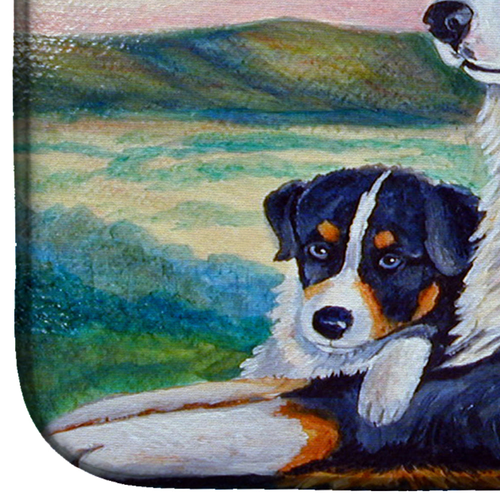Australian Shepherd Dish Drying Mat Absorbent Dish Drying Mat Pad for Kitchen Counter Dish Drainer Mat for Countertop, 14 x 21", Multicolor