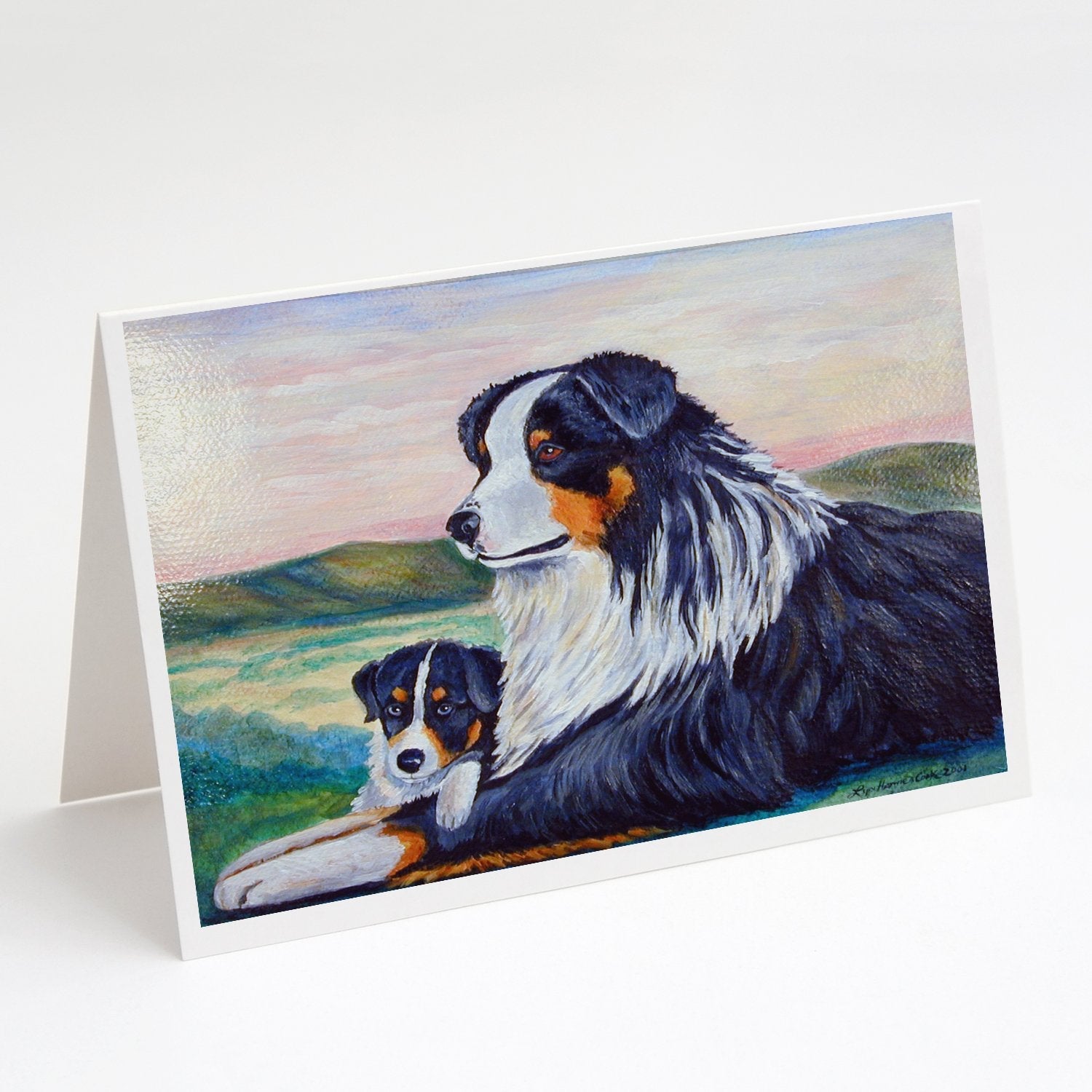 Australian Shepherd Greeting Cards Pack of 8 Blank Cards with Envelopes Whimsical A7 Size 5x7