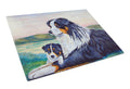 Australian Shepherd Cutting Board Tempered Glass Kitchen Cutting Surface, Heat Resistant Chopping, Non-Slip Feet, Food Prep & Serving