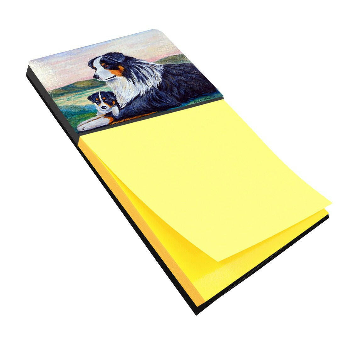 Australian Shepherd Watercolor Sticky Note Holder Refillable Dispenser Desk Accessory 3x3 Pad Gift
