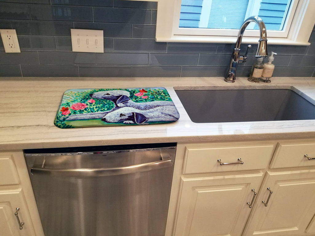 Bedlington Terrier Dish Drying Mat Absorbent Dish Drying Mat Pad for Kitchen Counter Dish Drainer Mat for Countertop, 14 x 21", Multicolor