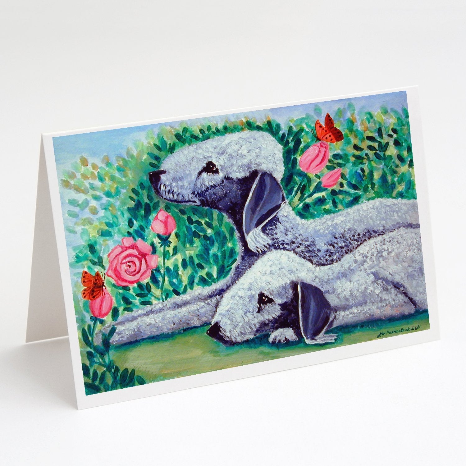 Bedlington Terrier Greeting Cards Pack of 8 Blank Cards with Envelopes Whimsical A7 Size 5x7