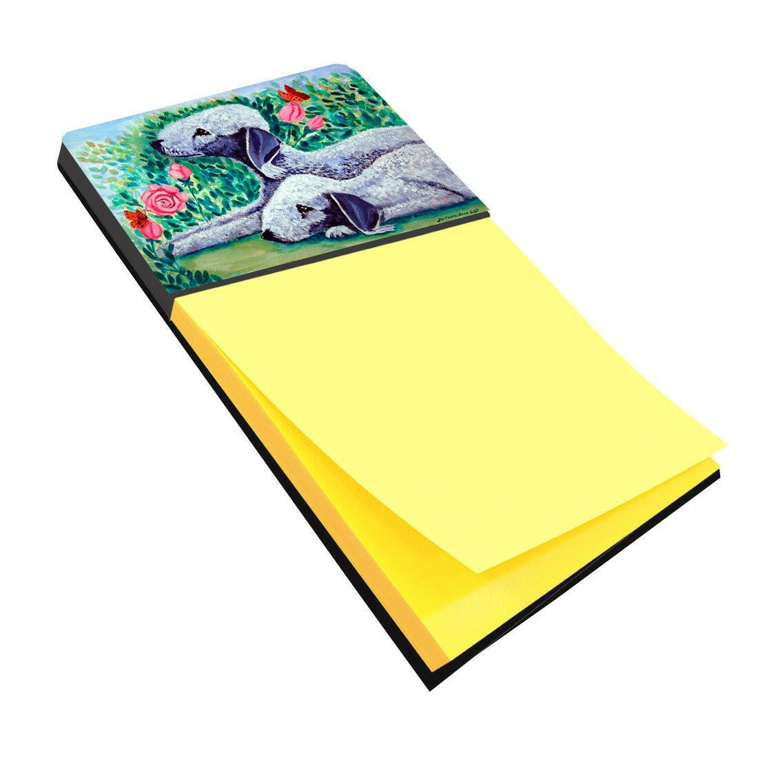 Bedlington Terrier Watercolor Sticky Note Holder Refillable Dispenser Desk Accessory 3x3 Pad Gift