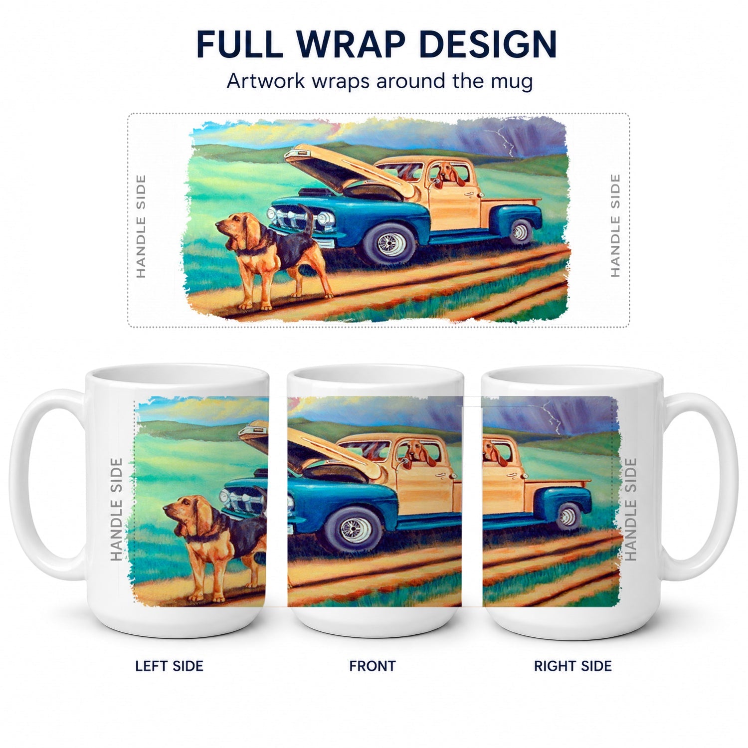 Bloodhound Ceramic Coffee Mug 15 oz Decorative Large C Handle Mug Cup for Tea, Cocoa Hot Chocolate