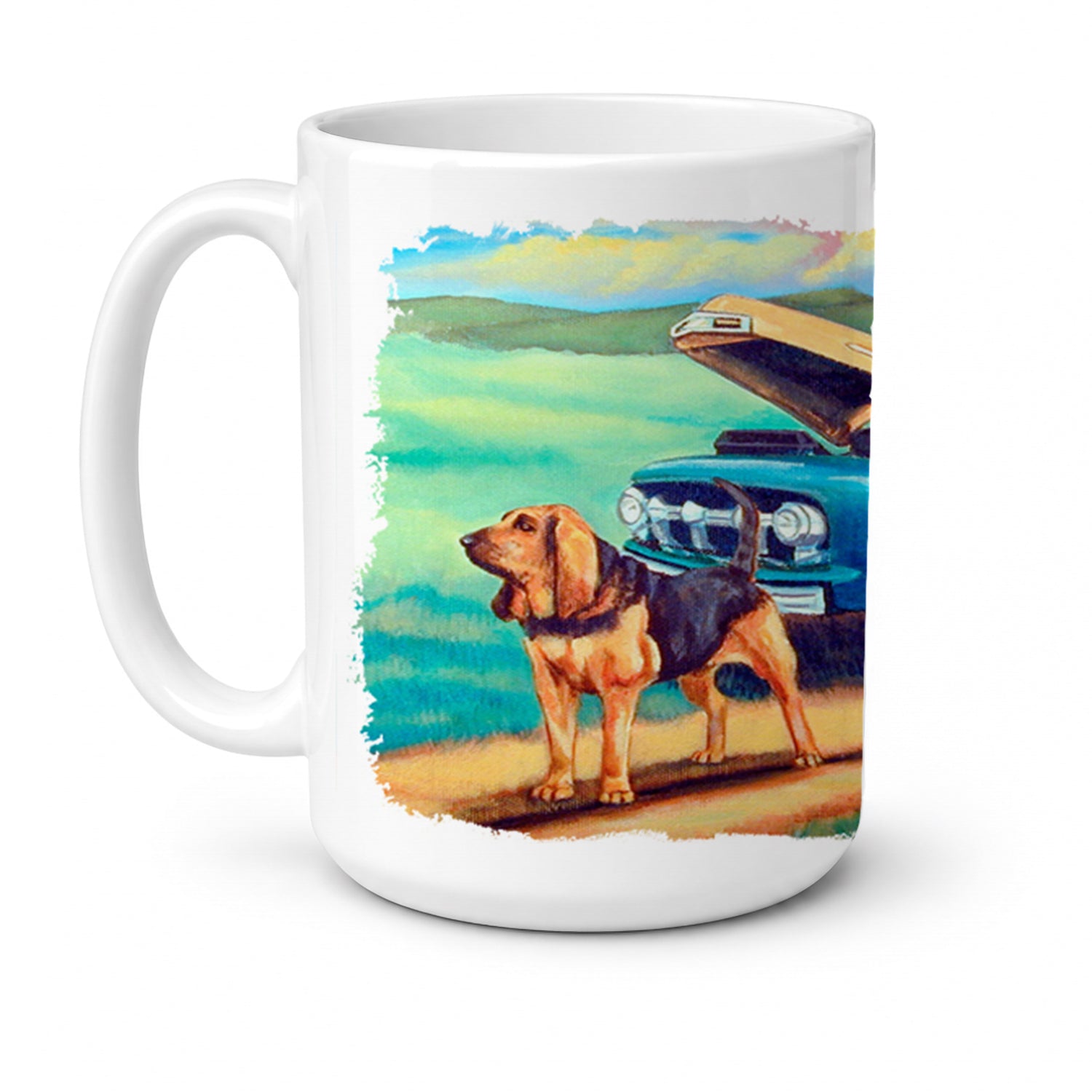 Bloodhound Ceramic Coffee Mug 15 oz Decorative Large C Handle Mug Cup for Tea, Cocoa Hot Chocolate