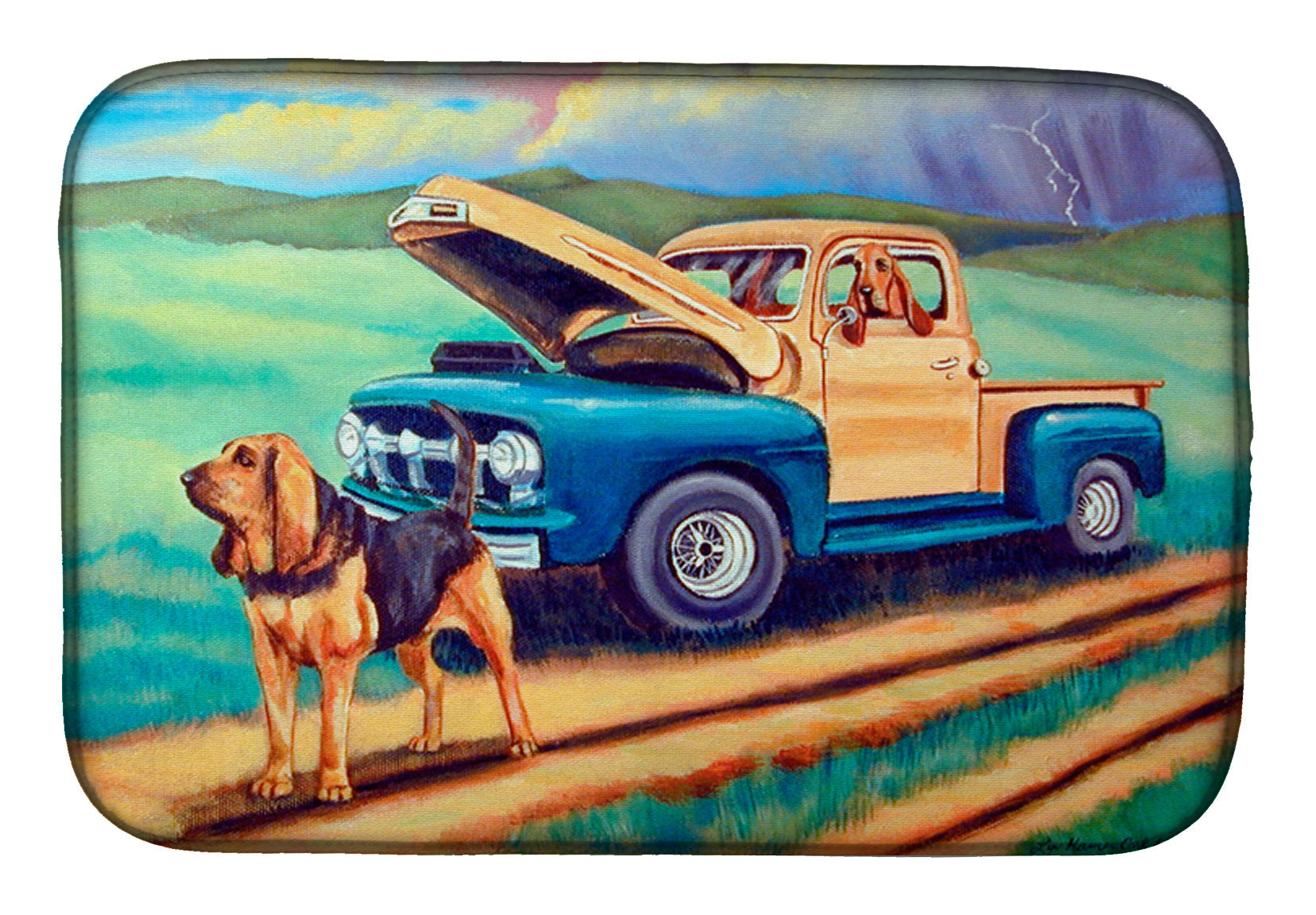 Bloodhound Dish Drying Mat Absorbent Dish Drying Mat Pad for Kitchen Counter Dish Drainer Mat for Countertop, 14 x 21", Multicolor