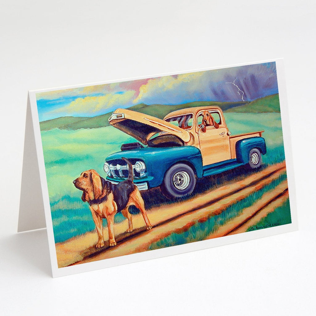Bloodhound Greeting Cards Pack of 8 Blank Cards with Envelopes Whimsical A7 Size 5x7