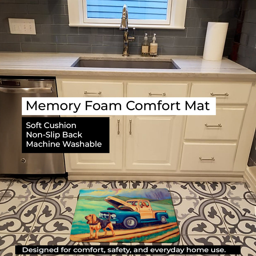 Bloodhound Memory Foam Kitchen Mat Machine Washable Anti-Fatigue Cushion Comfort Bath or Kitchen Rug