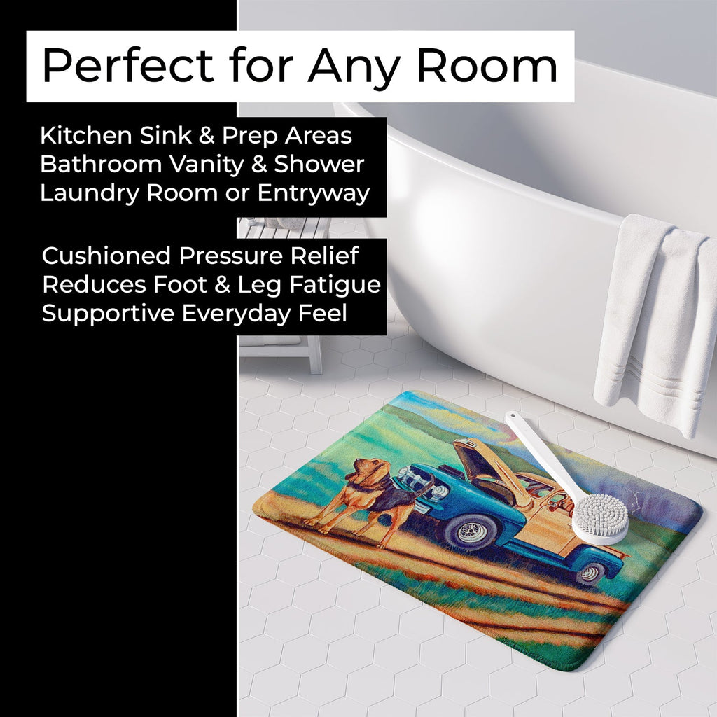 Bloodhound Memory Foam Kitchen Mat Machine Washable Anti-Fatigue Cushion Comfort Bath or Kitchen Rug