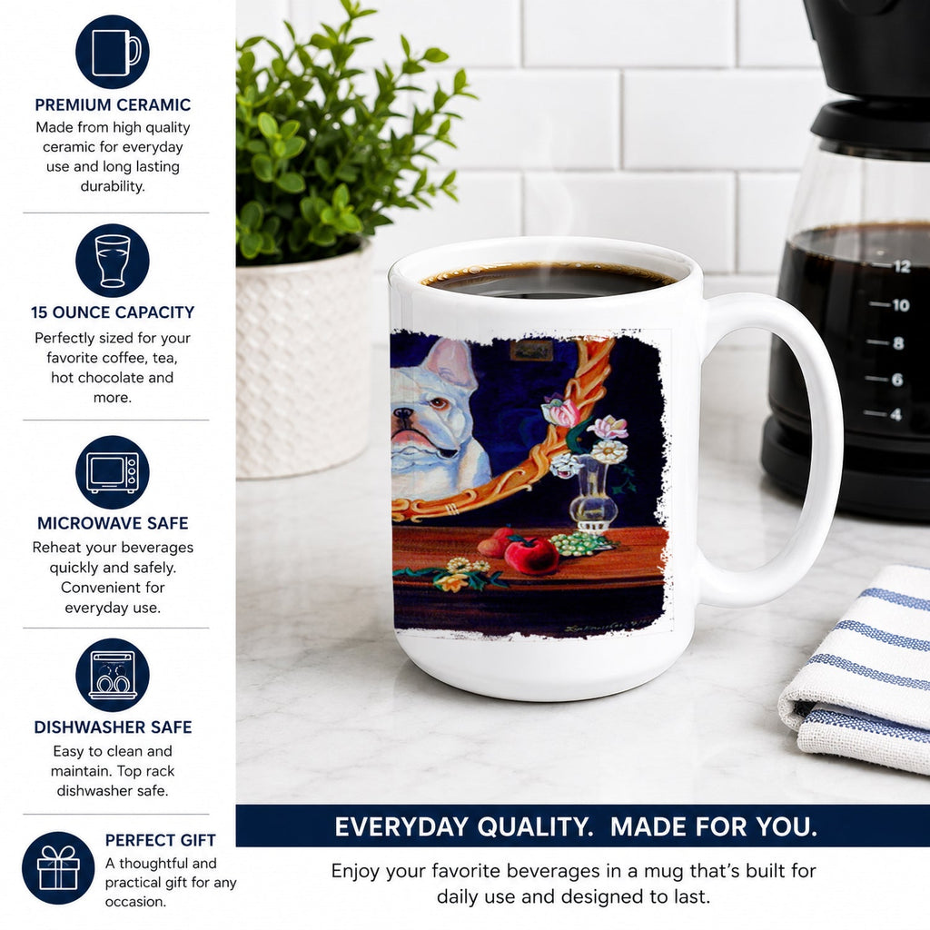 French Bulldog Ceramic Coffee Mug 15 oz Decorative Large C Handle Mug Cup for Tea, Cocoa Hot Chocolate