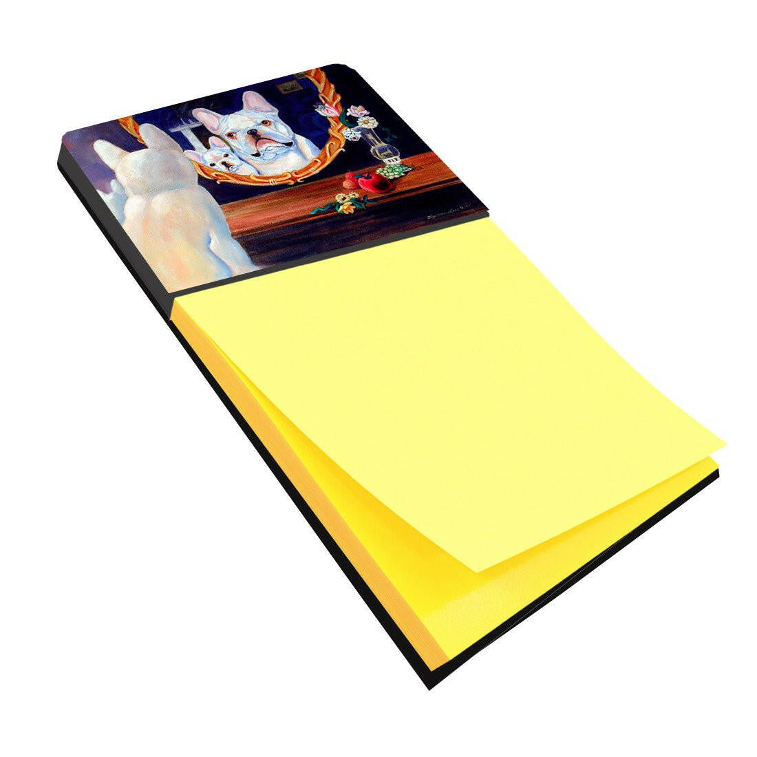 French Bulldog Watercolor Sticky Note Holder Refillable Dispenser Desk Accessory 3x3 Pad Gift