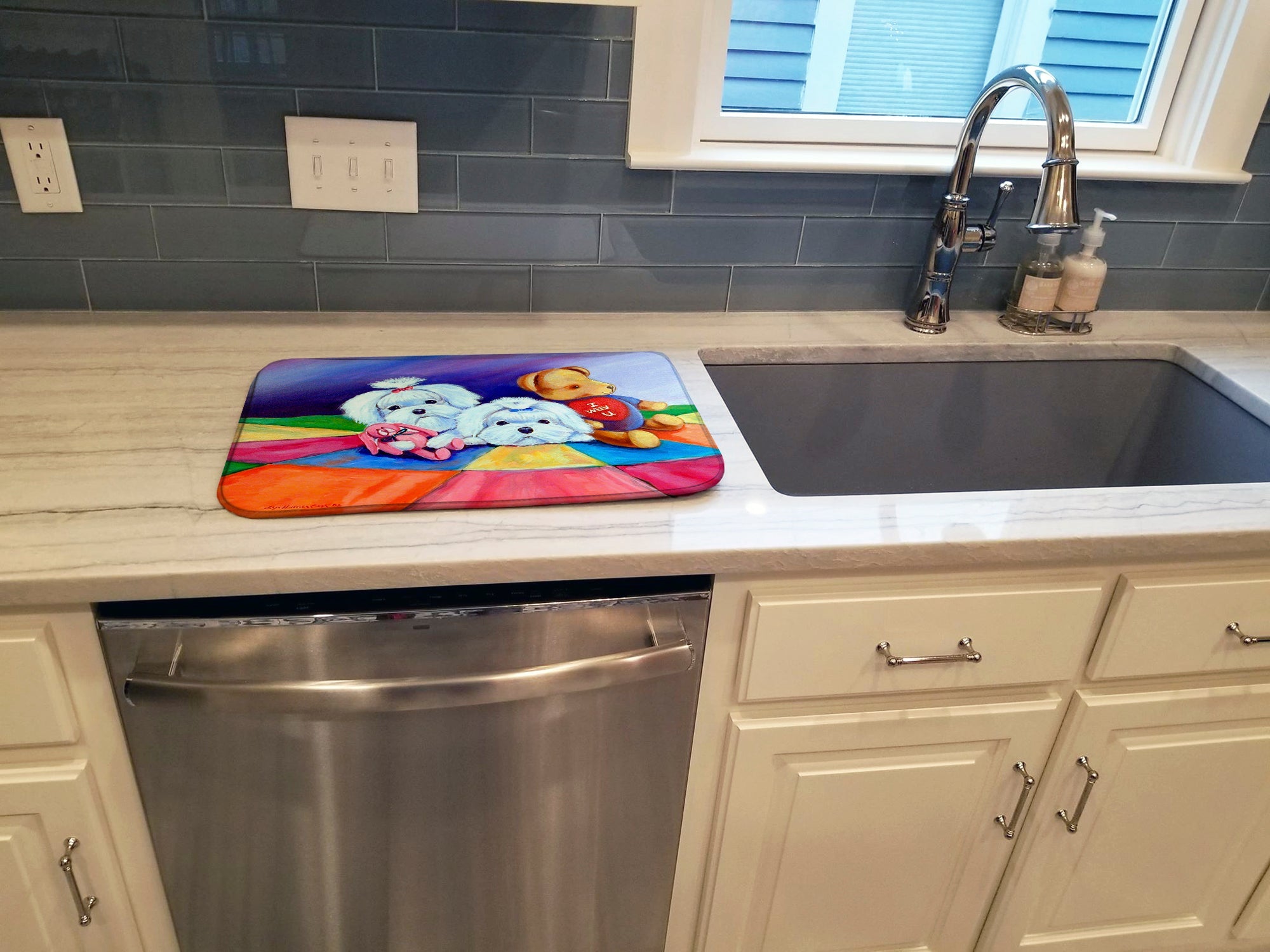 Maltese Dish Drying Mat Absorbent Dish Drying Mat Pad for Kitchen Counter Dish Drainer Mat for Countertop, 14 x 21", Multicolor