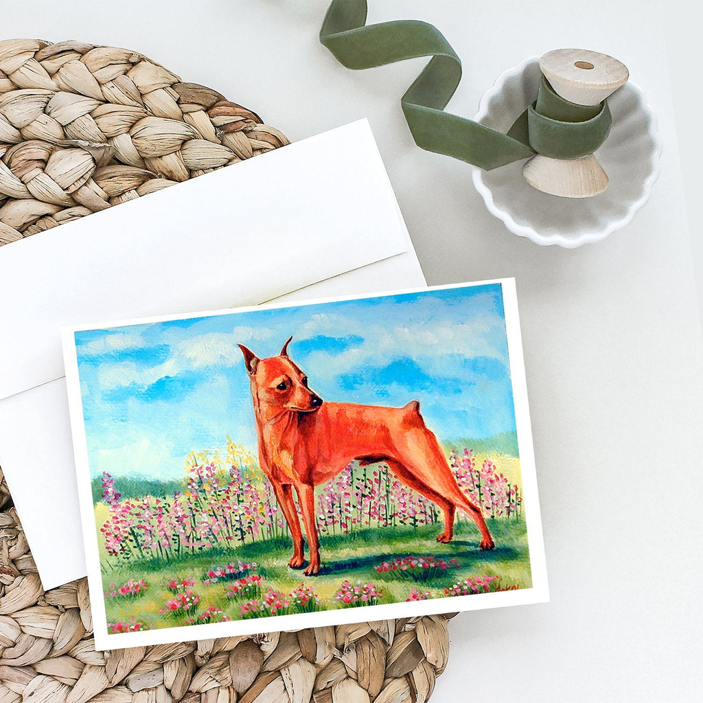 Min Pin Greeting Cards Pack of 8 Blank Cards with Envelopes Whimsical A7 Size 5x7