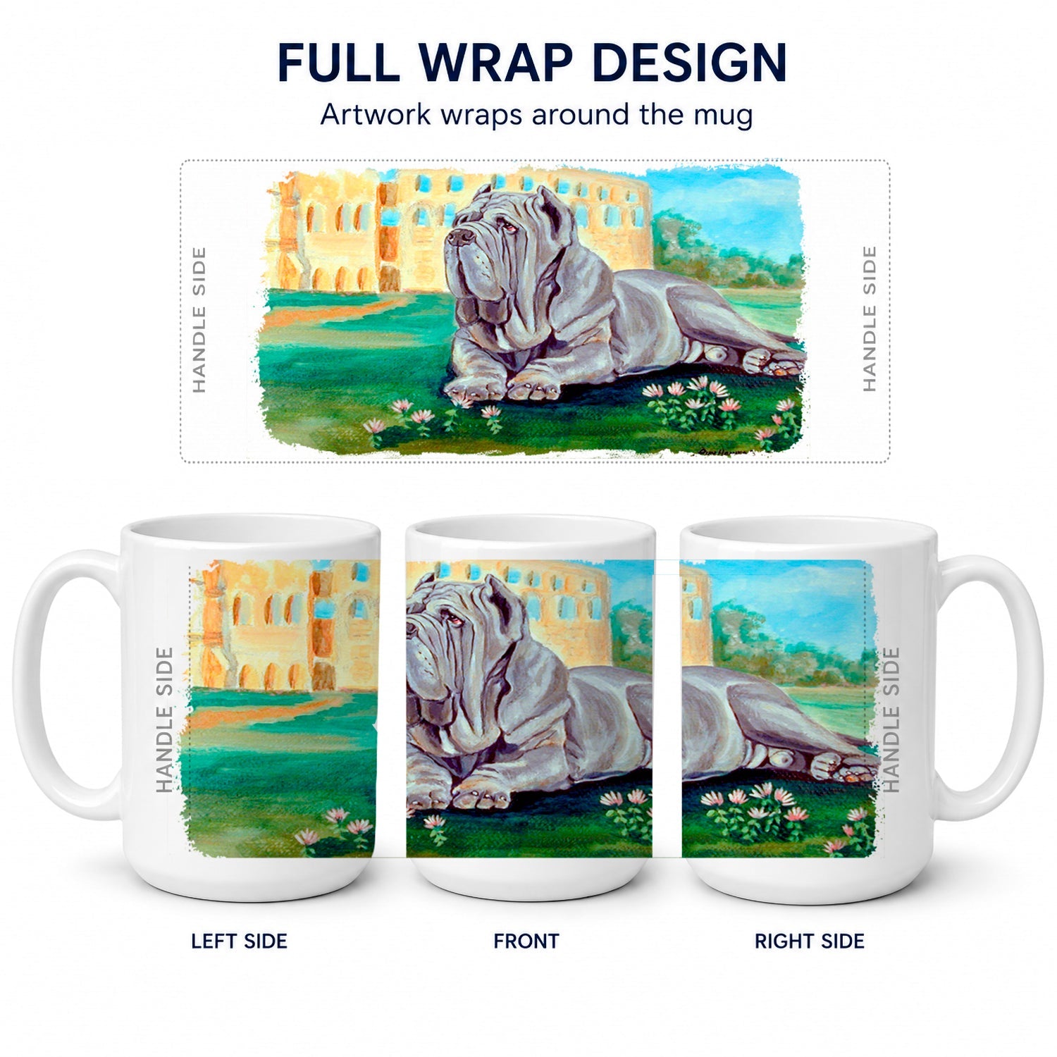 Neapolitan Mastiff Ceramic Coffee Mug 15 oz Decorative Large C Handle Mug Cup for Tea, Cocoa Hot Chocolate