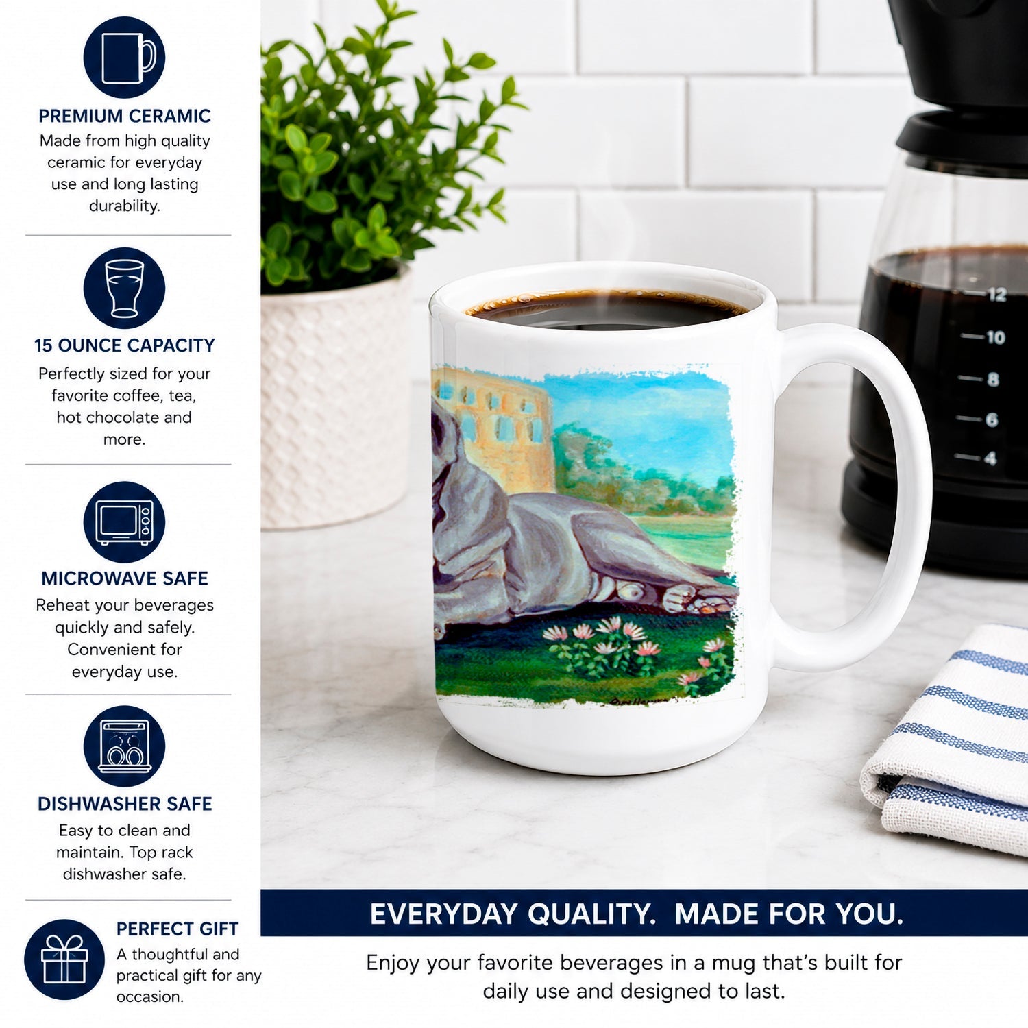 Neapolitan Mastiff Ceramic Coffee Mug 15 oz Decorative Large C Handle Mug Cup for Tea, Cocoa Hot Chocolate