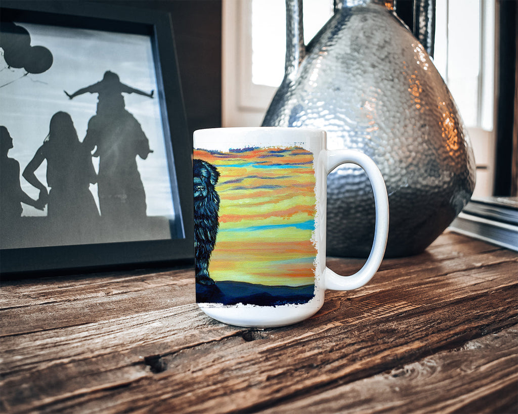 Newfoundland Ceramic Coffee Mug 15 oz Decorative Large C Handle Mug Cup for Tea, Cocoa Hot Chocolate