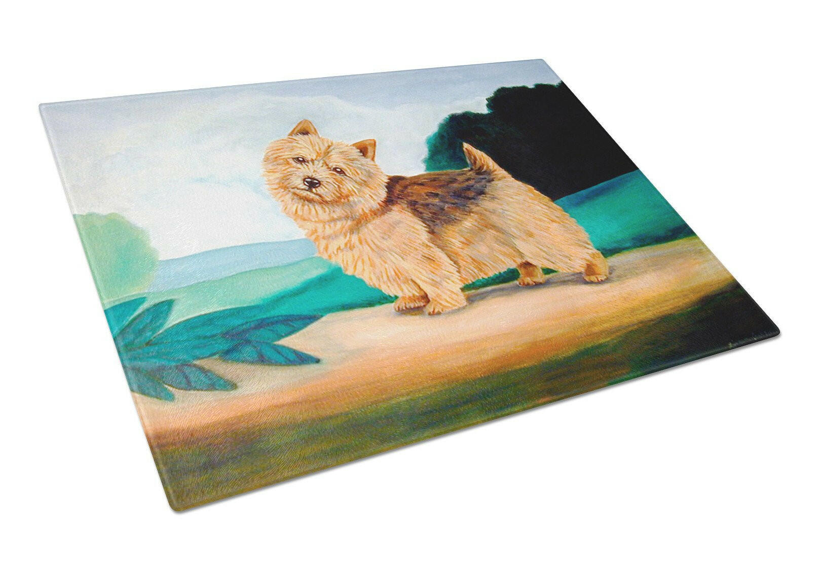 Norwich Terrier Cutting Board Tempered Glass Kitchen Cutting Surface, Heat Resistant Chopping, Non-Slip Feet, Food Prep & Serving
