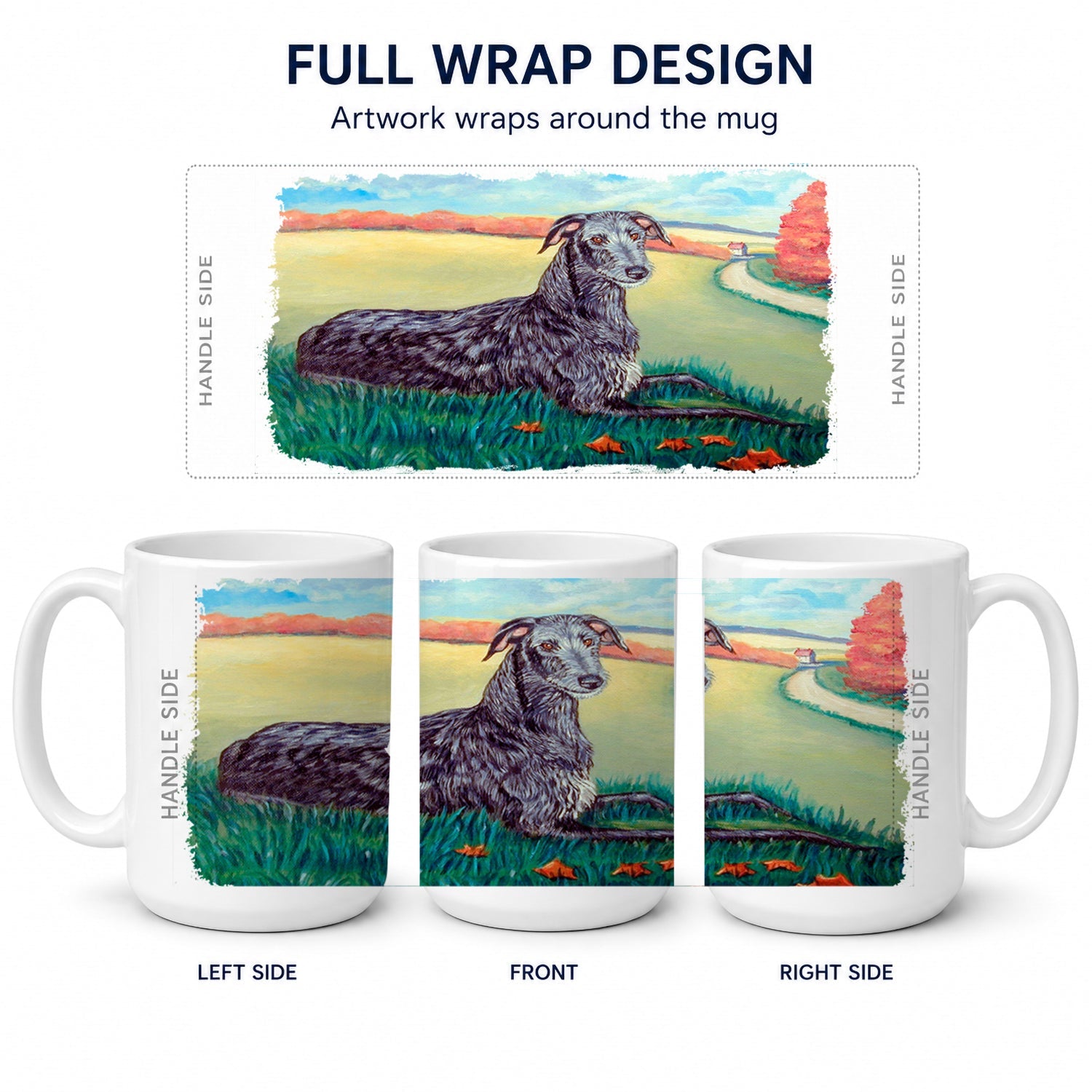 Scottish Deerhound Ceramic Coffee Mug 15 oz Decorative Large C Handle Mug Cup for Tea, Cocoa Hot Chocolate