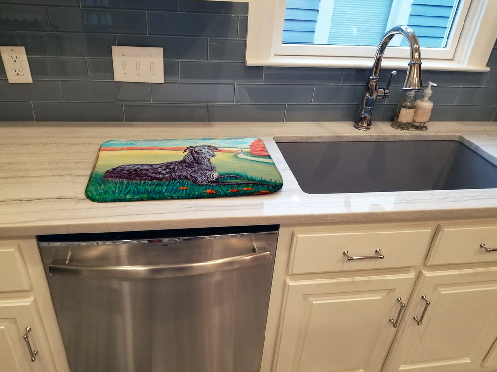 Scottish Deerhound Dish Drying Mat Absorbent Dish Drying Mat Pad for Kitchen Counter Dish Drainer Mat for Countertop, 14 x 21", Multicolor