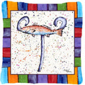 Beach and Seafood Letter T Decorative Throw Pillow 14x14 Indoor Outdoor Accent Cushion, Fabric Cover with Insert for Sofa, Bed, Porch & Living Room