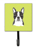 Lime Checkered Boston Terrier Leash or Key Holder Wall Hooks, Key Hooks Holder, Coat Rack Wall Mount, Coat Hooks, Hooks for Hanging Keys, Towels, Aprons, Leashes