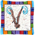 Beach and Seafood Letter V Decorative Throw Pillow 14x14 Indoor Outdoor Accent Cushion, Fabric Cover with Insert for Sofa, Bed, Porch & Living Room