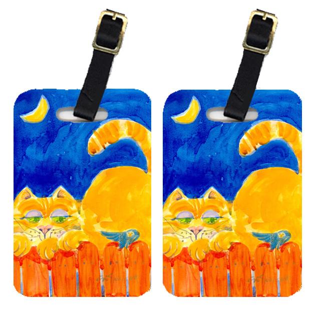Big orange Tabby cat on the fence Luggage Tag