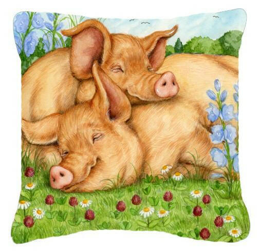 Pigs Tamworths In Clover Decorative Throw Pillow 14x14 Indoor Outdoor Accent Cushion, Fabric Cover with Insert for Sofa, Bed, Porch & Living Room