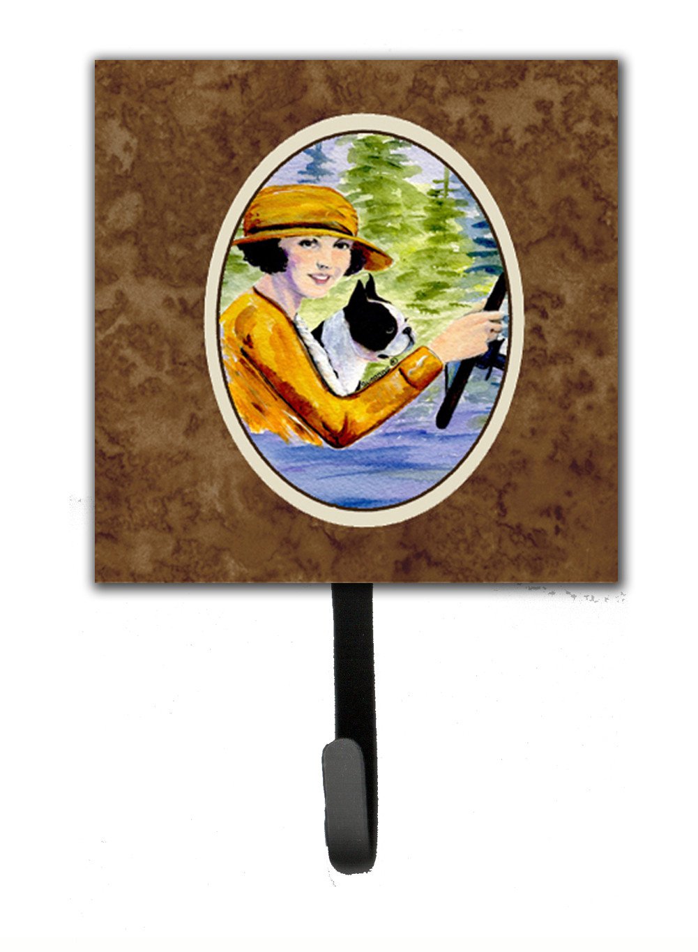 Woman driving with her Boston Terrier Leash or Key Holder Wall Hooks, Key Hooks Holder, Coat Rack Wall Mount, Coat Hooks, Hooks for Hanging Keys, Towels, Aprons, Leashes