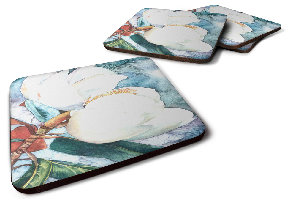 Flower - Magnolia Foam Coasters Set of 4 Cup Coasters for Indoor Outdoor, Tabletop Protection, Anti Slip, Mouse pad Material