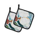 Flower - Magnolia Pot Holder Set of 2 Heat Resistant Quilted Hot Pads 7.5 x 7.5 Inch, Insulated Kitchen Trivets for Cooking & Baking